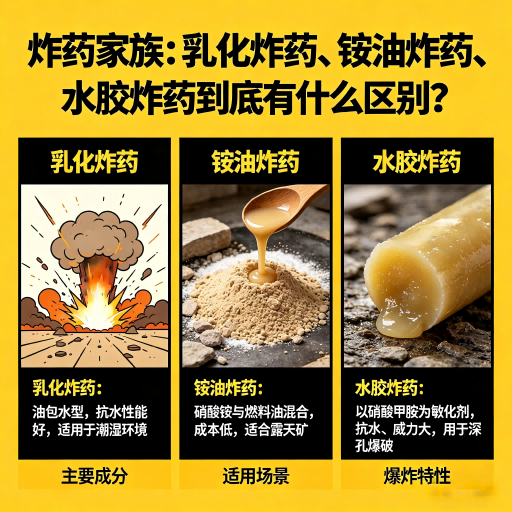 大东炸药家族：乳化炸药、铵油炸药、水胶炸药到底有什么区别？